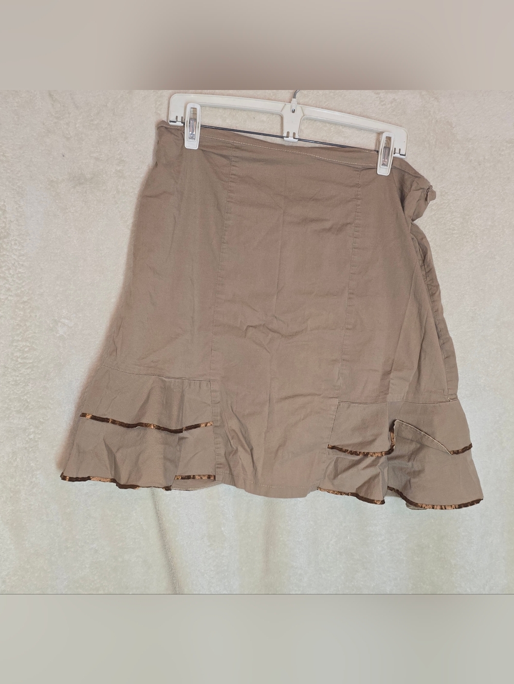 Women's Vintage Brown Ruffled Skirt Crush Size 2XL Made in USA